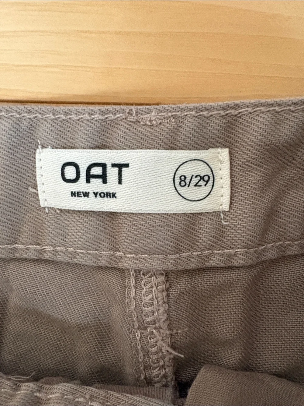 OAT New York Cloud Luxe Denim High Rise Wide Leg Pants in Khaki Size 8/29